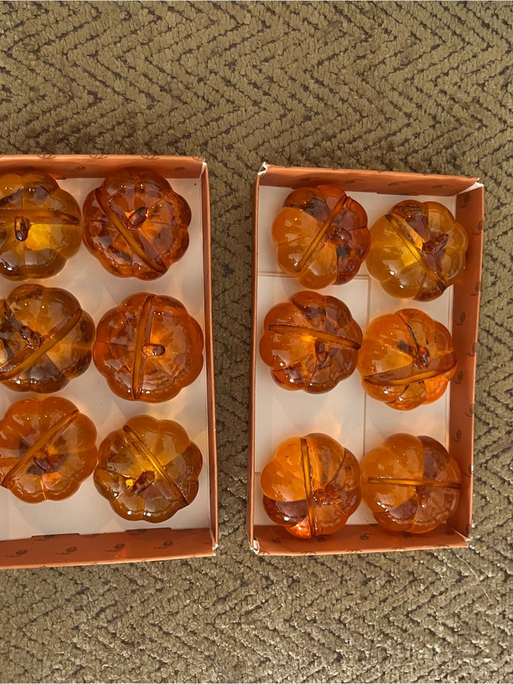 Amber Glass Pumpkin table name holders